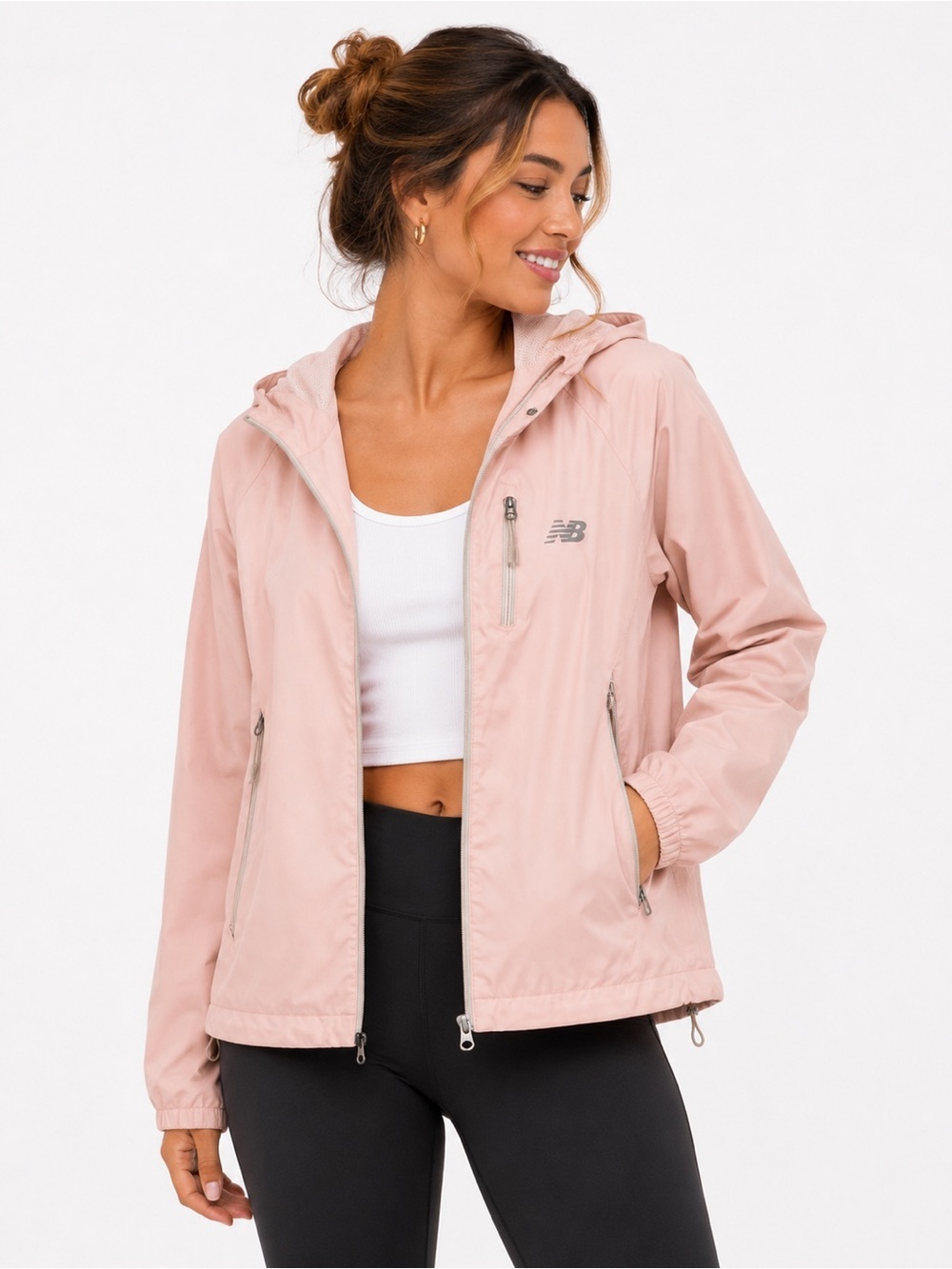 New Balance Women's Light Pink Hooded Windbreaker Jacket